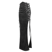 Load image into Gallery viewer, SKT191 Punk side seams high-waisted skirt with split