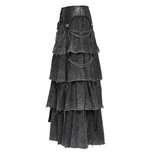 Load image into Gallery viewer, SKT233 Punk distressed long tiered skirt