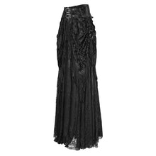 Load image into Gallery viewer, ESKT05001 High Waist Rose Embossed Velvet Tasseled Skirt