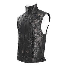 Load image into Gallery viewer, WT096 Punk two-tone faux leather vest