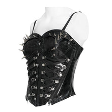 Load image into Gallery viewer, CST00901 Black Punk-Style Glossy Leather Strapless Corset