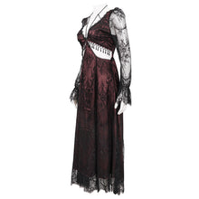 Load image into Gallery viewer, SKT171 Gothic wine red lace dropped waist dress
