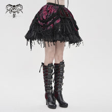 Load image into Gallery viewer, SKT25102 Red Heart-Patterned Corduroy & Velvet Patchwork Gothic Mini Skirt