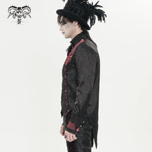 Load image into Gallery viewer, SHT15802 Black and Red Gothic-Style Long-Sleeve Shirt with Branch Pattern