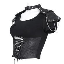 Load image into Gallery viewer, TT267 Leather studded shawl knitted two-piece women's short T-shirt
