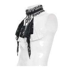 Load image into Gallery viewer, AS27202 White Branch patterned rose mesh gothic bow tie