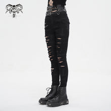 Load image into Gallery viewer, PT221 adjustable buckle waistband ripped women's pants
