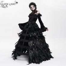 Load image into Gallery viewer, ESKT075 Gothic party Custom-made black feather big dress