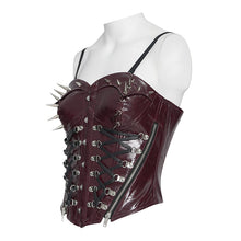 Load image into Gallery viewer, CST00902 Red Punk-Style Glossy Leather Strapless Corset