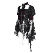 Load image into Gallery viewer, ECT01702 Black and red hollowed-out chest halter neck flared sleeves lace swallowtail coat