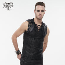 Load image into Gallery viewer, TT137 Devil fashion biker punk rock metallic hooded tattered knit men top