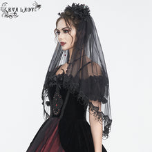 Load image into Gallery viewer, EAS016 Black beaded and diamond big flower veil