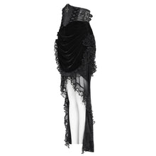 Load image into Gallery viewer, ESKT07801 Black Velvet Paneling with Soft Rose Mesh Gothic Skirt