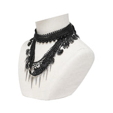 Load image into Gallery viewer, AS322 Gothic necklace with delicate chain and lace detailing