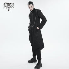 Load image into Gallery viewer, CT206 rubberized cross pattern leather shoulder loops asymmetrical men's long coat
