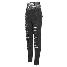 Load image into Gallery viewer, PT221 adjustable buckle waistband ripped women's pants