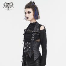 Load image into Gallery viewer, WT077 Punk crackled faux leather halter neck backless vest