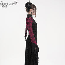 Load image into Gallery viewer, ECA02002 Gothic pattern women flared sleeves red velvet short lace shawl