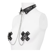 Load image into Gallery viewer, AS147 Faux Leather Studded Choker With Chain And Blooddrop