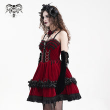 Load image into Gallery viewer, SKT20602 red women Lolita velvet suspenders dress