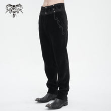 Load image into Gallery viewer, PT22601 Black Gothic high waist chenille men's trousers