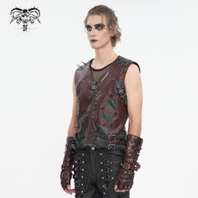 Load image into Gallery viewer, WT08602 wine hand brushed leather men vest