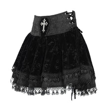 Load image into Gallery viewer, SKT23001 Black Women Gothic Rose Jacquard Skirt