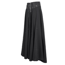 Load image into Gallery viewer, SKT017 torn multiple wearing leather waistband women punk rock black flowing long half skirt