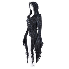 Load image into Gallery viewer, CT246 Gothic Women Flared Sleeves Tie-dyed flocked hooded cardigan jacket