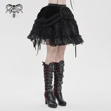 Load image into Gallery viewer, SKT25101 Heart-Patterned Corduroy & Velvet Patchwork Gothic Mini Skirt