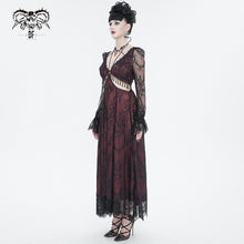 Load image into Gallery viewer, SKT171 Gothic wine red lace dropped waist dress