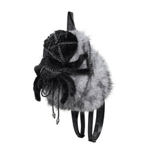Load image into Gallery viewer, AS31802 Black and Grey Gothic Spider Plush Backpack
