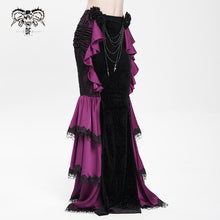 Load image into Gallery viewer, SKT23602 Black And Purple Gothic embossed velvet fishtail skirt