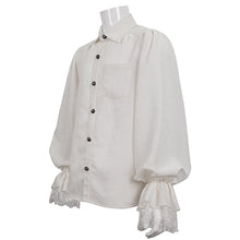 Load image into Gallery viewer, SHT08302 white daily Gothic Lantern Sleeve Shirts