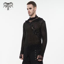 Load image into Gallery viewer, TT186 Punk Hooded Irregular Big Net T-shirt