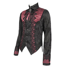 Load image into Gallery viewer, SHT15802 Black and Red Gothic-Style Long-Sleeve Shirt with Branch Pattern