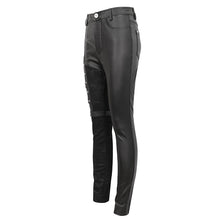 Load image into Gallery viewer, PT218 Women's asymmetrical faux leather trousers
