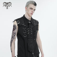 Load image into Gallery viewer, AS157 punk Ripped skull tie with metal buckle on both sides