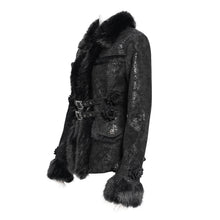 Load image into Gallery viewer, CT265 Gothic snake print fur collar long sleeve coat
