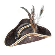 Load image into Gallery viewer, AS189 Punk brown cracked pirate hat