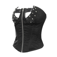 Load image into Gallery viewer, CST007 Patterned Leather lace-up Studded Punk Corset