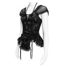 Load image into Gallery viewer, ETT046 Gothic Rose Velvet V-Neck T-Shirt