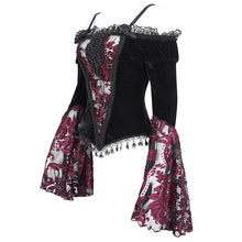 Load image into Gallery viewer, ETT03602 off-shoulder one-piece long-sleeved  gothic women's T-shirt
