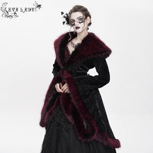 Load image into Gallery viewer, ECT02302 Black And Red Cashmere diamond check fleece collar Gothic jacket