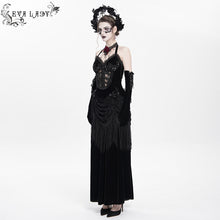 Load image into Gallery viewer, ESKT06501 Gothic velvet dress with fur collar
