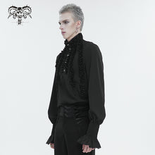 Load image into Gallery viewer, SHT10401 Black Chiffon pleated Lace Stand Collar Men's Shirt