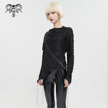 Load image into Gallery viewer, TT147 Two-wear basic hooded T-shirt with diagonal zipper