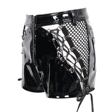 Load image into Gallery viewer, PT207 glazed Leather Stitching Diamond Mesh Strap shorts