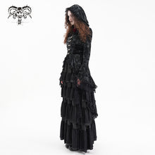 Load image into Gallery viewer, CT246 Gothic Women Flared Sleeves Tie-dyed flocked hooded cardigan jacket