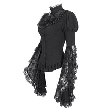 Load image into Gallery viewer, SHT113 Textured wool patchwork Queen's mesh stand-up collar one-piece long-sleeved shirt